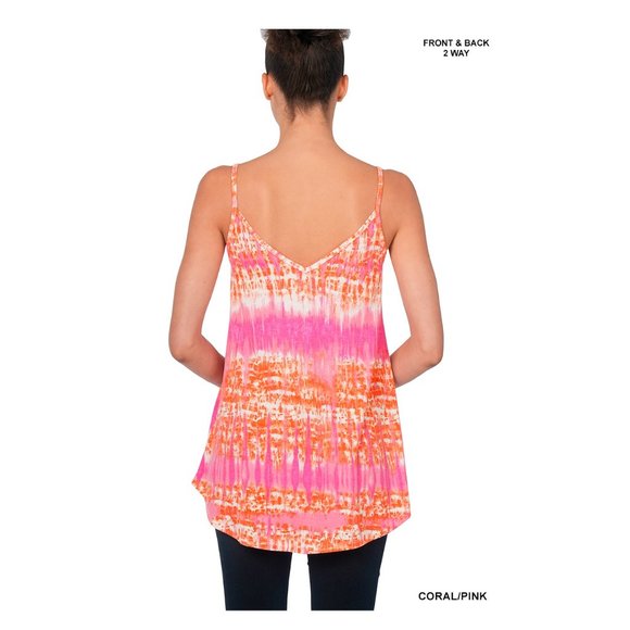 Spaghetti Strap Printed Cami Reversible Tank Top Green/Blue - Picture 3 of 5